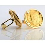 18kt Gold Cufflinks with Ancient Roman Gold Solidus Gold Coins Valentinian I circa A.D. 364-375